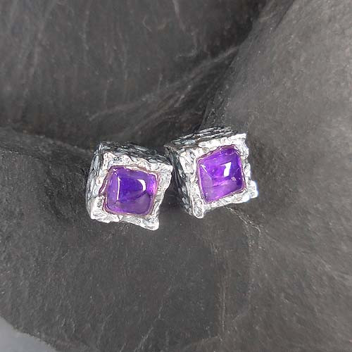 Amethyst - Ohrstecker Eckig